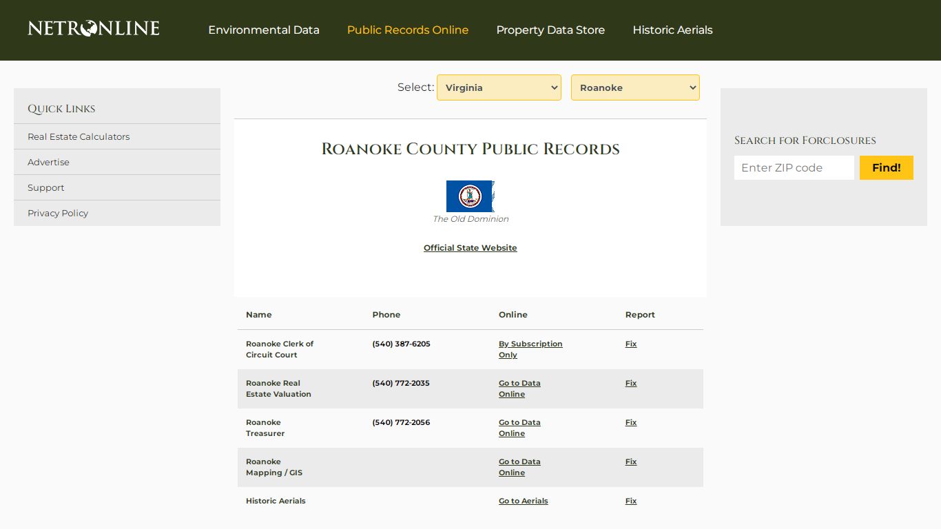 Roanoke County Public Records - NETROnline.com